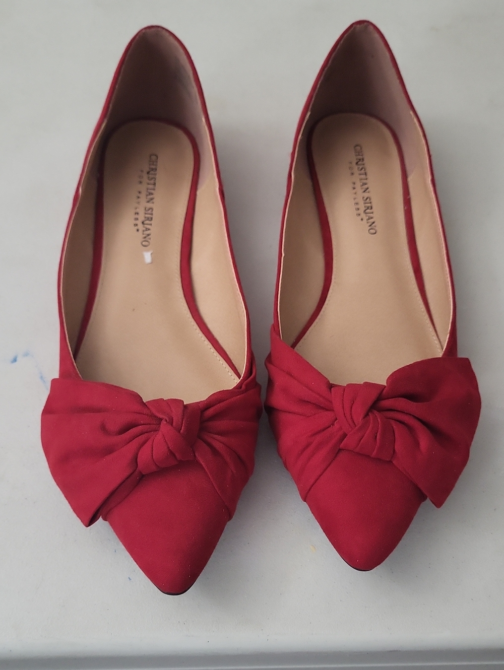 Christian Siriano Red Pointed-Toe Bow Flats